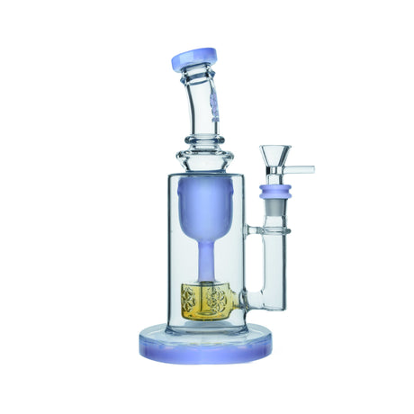 Calibear Colored Torus Bong in Milky Blue with Recycler Design and Quartz Bowl - Front View