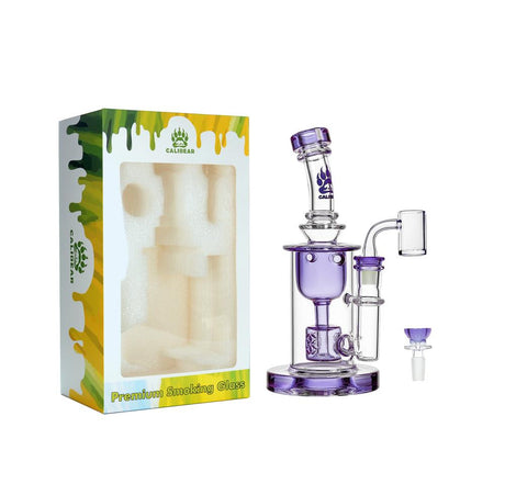 Calibear Colored Torus Recycler Bong in Purple with Quartz Banger and Packaging