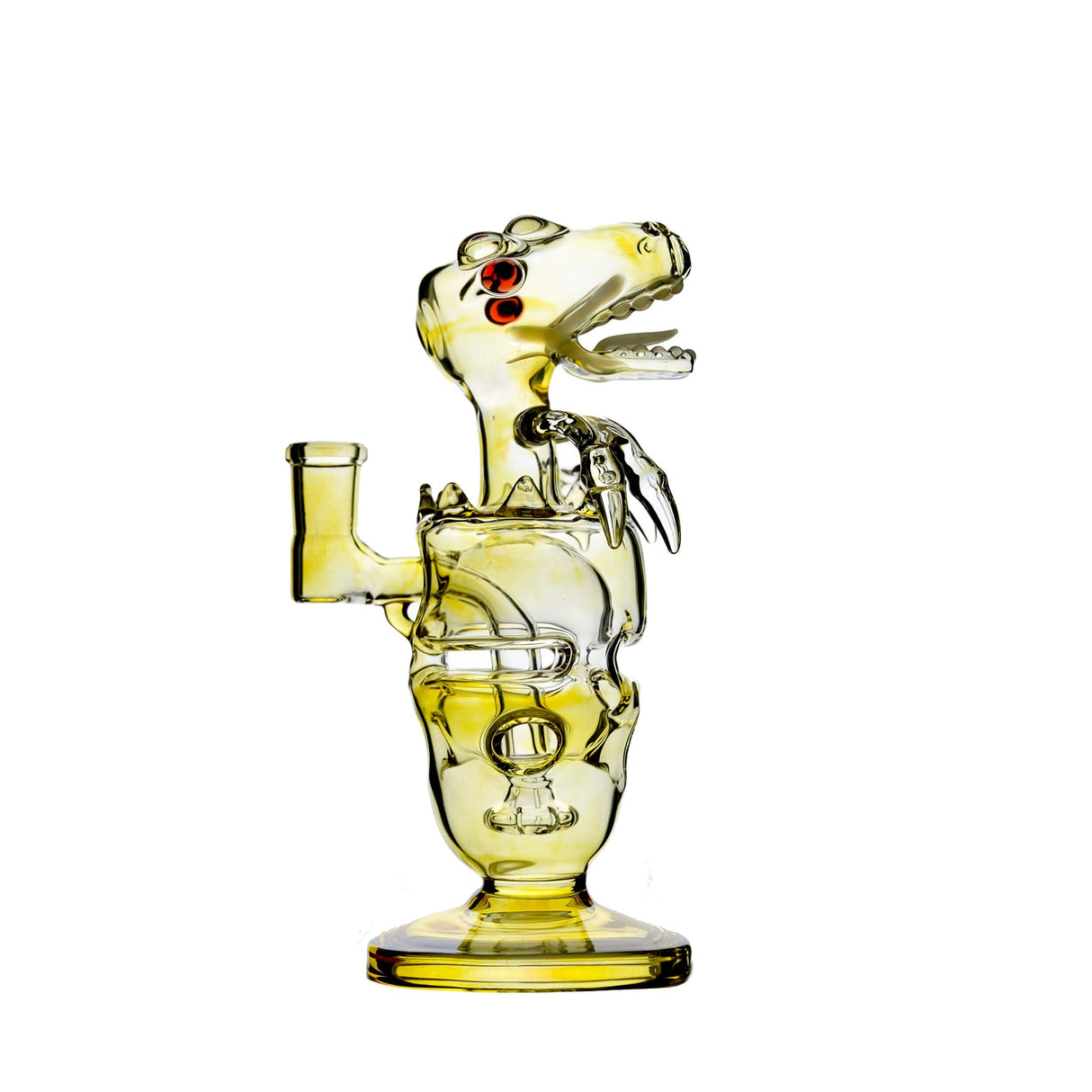 Calibear Fab Dino Dab Rig in green color, beaker design, 8" height, 14mm joint, front view