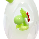Calibear Frosted Yoshi Egg Bong close-up, featuring intricate quartz design, ideal for concentrates