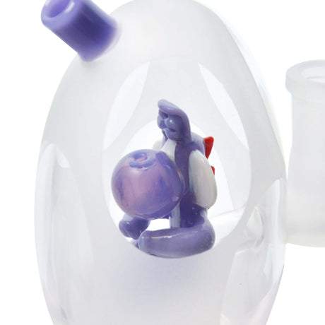 Calibear Frosted Yoshi Egg Bong close-up, featuring intricate quartz design and beaker shape
