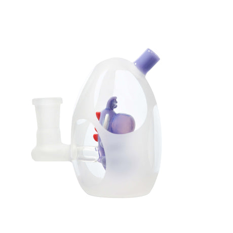 Calibear Frosted Yoshi Egg Bong in Milky Purple with Quartz Bowl - Side View