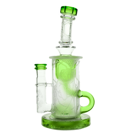 Calibear Premium Sandblasted Klein Recycler Dab Rig with Percolator, 8" Height, Front View