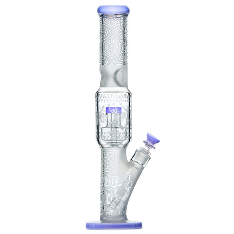 Calibear Premium Sandblasted Straight Tube Bong in Purple, Front View, 16" Height, 14.5mm Joint