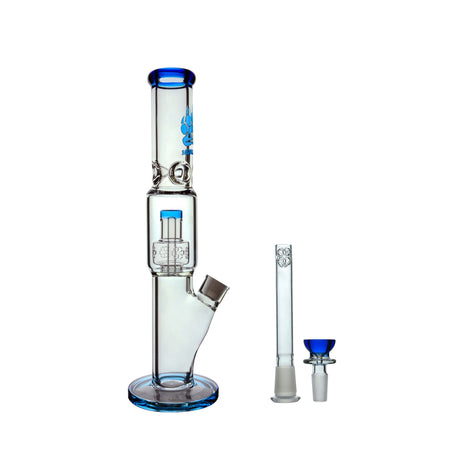 Calibear Sol Straight Tube Bong in Blue with Thick Borosilicate Glass and Beaker Base, Front View