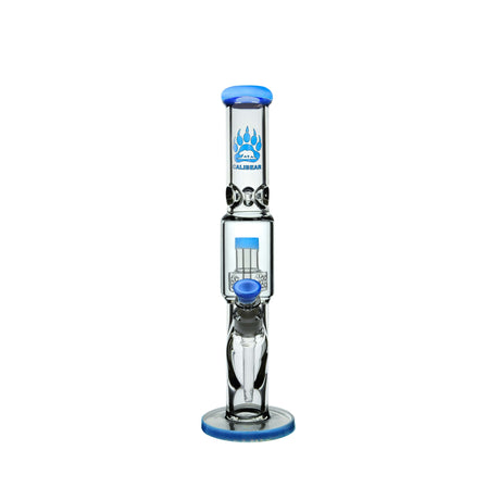 Calibear Sol Straight Tube Bong in Blue, 16" Heavy Wall Borosilicate Glass, Front View