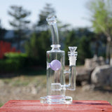 Calibear 8" Clear Glass Bong with Flower of Life Percolator and Quartz Banger, Outdoor Side View