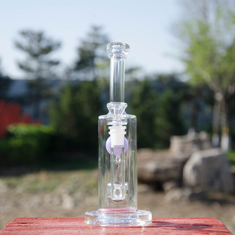 Calibear Straight Can 8" Bong with Flower of Life Percolator, Clear Borosilicate Glass, Outdoor