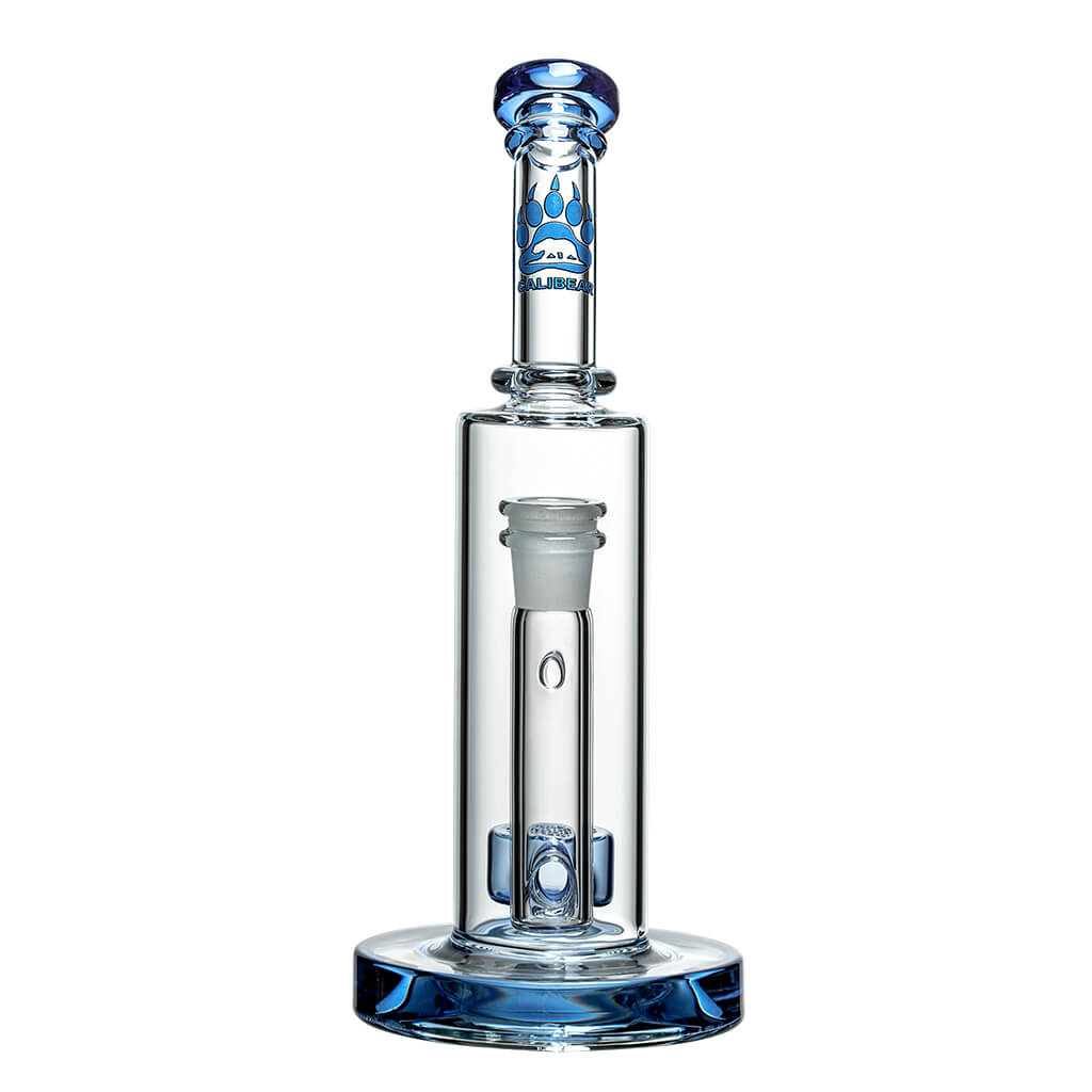 Calibear Straight Can Bong, Clear Borosilicate Glass, 90 Degree Joint, Showerhead Percolator, Front View