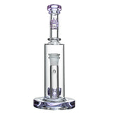 Calibear 8" Straight Can Bong with Flower of Life Percolator and Quartz Banger, Clear Glass, Front View