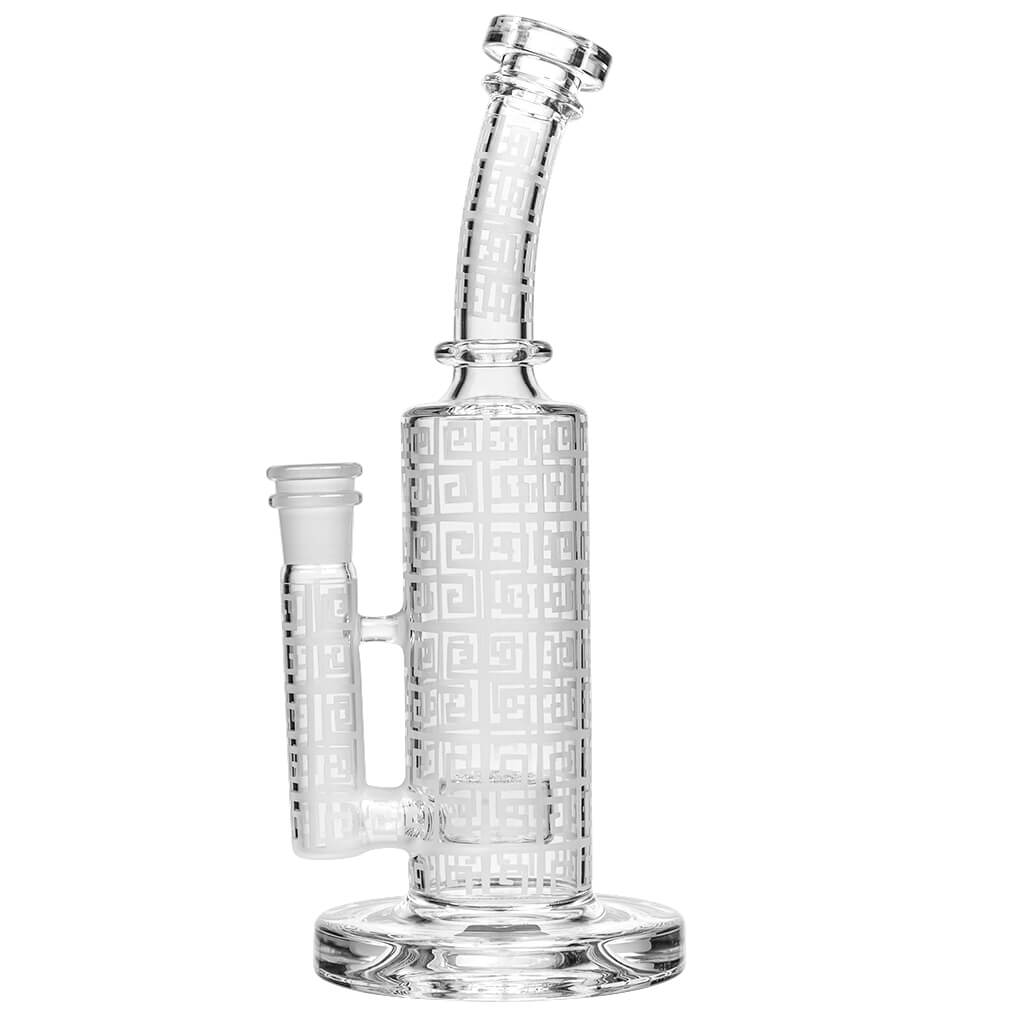 Calibear Straight Can bong with showerhead percolator, clear borosilicate glass, 90-degree joint, front view