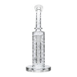 Calibear 8" Straight Can Bong with Flower of Life Percolator, Clear Glass, Front View