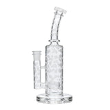Calibear 8" Straight Can Bong with Flower of Life Percolator and Quartz Banger, Clear Glass, Side View