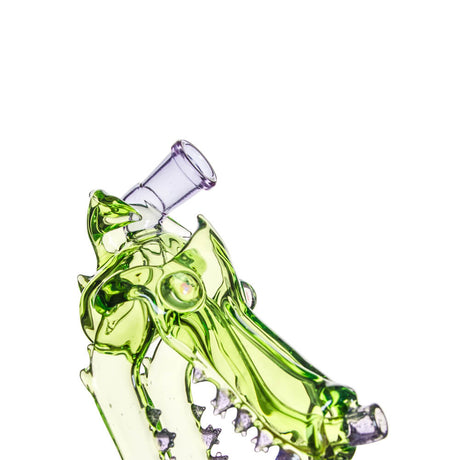 Calibear Wolf Head Dab Rig in Green - Side View with 14mm Joint