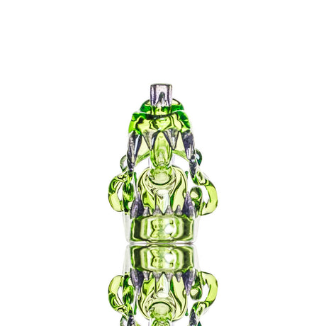 Calibear Wolf Head Dab Rig in Black, Green & Purple - Front View on White Background
