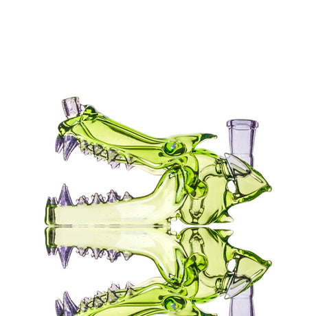 Calibear Wolf Head Dab Rig in Green - Unique Glass Art with 14mm Joint - Front View