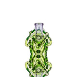 Calibear Wolf Head Dab Rig in Green - Front View with Intricate Glass Detailing