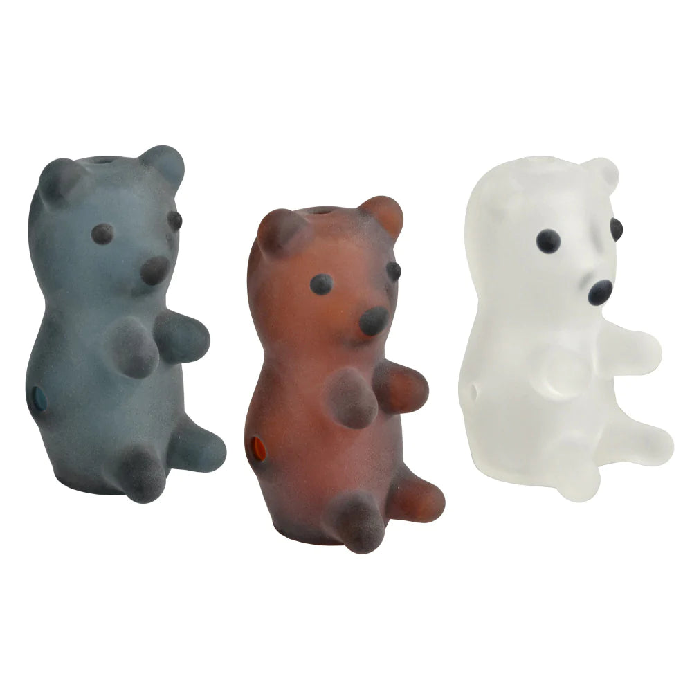 Candy Bear Frosted Hand Pipes in Assorted Colors, Borosilicate Glass, 3" Height