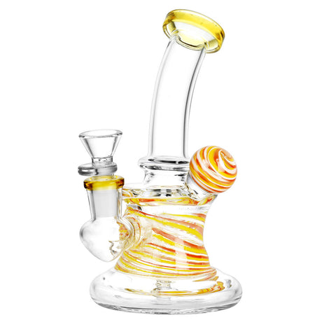 Candy Ribbon Marble Glass Water Pipe with Colorful Swirls, Front View, for Dry Herbs