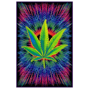Canna Vibes Non-Flocked Blacklight Poster featuring a vibrant UV reactive cannabis leaf design, size 24" x 36"