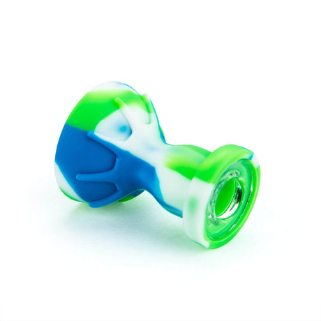 PILOT DIARY Silicone Carb Cap with Glass Bowl Screen in Blue/Green/White - Front View