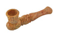 Carved Marble Stone Pipe for Dry Herbs, Compact Design, 4.5" Side View on White Background