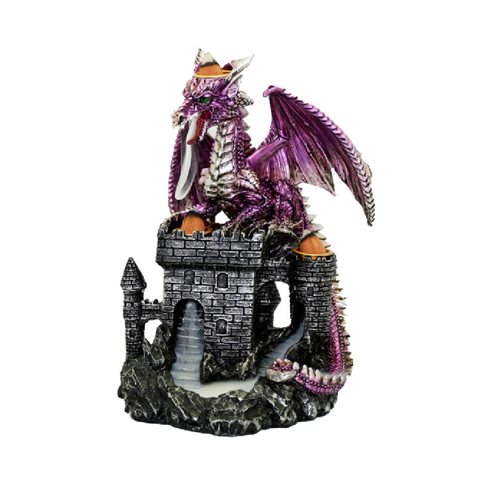 Castle Dragon Triple Backflow Incense Burner, Polyresin 8" Home Decor