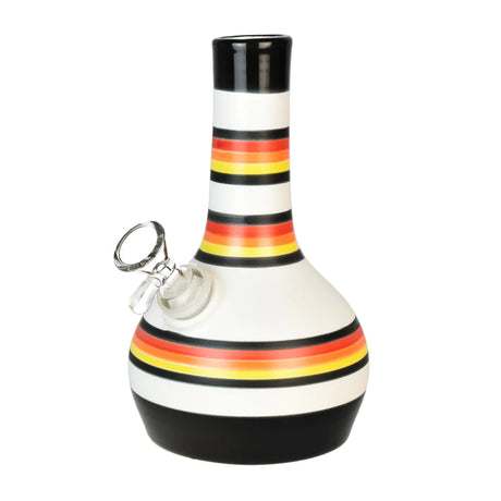 Ceramic Bubble Bottom Water Pipe, 7.25" with Striped Design, 45 Degree Joint - Front View