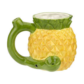 Ceramic Pineapple Pipe Mug with detailed texture, front view on seamless white background
