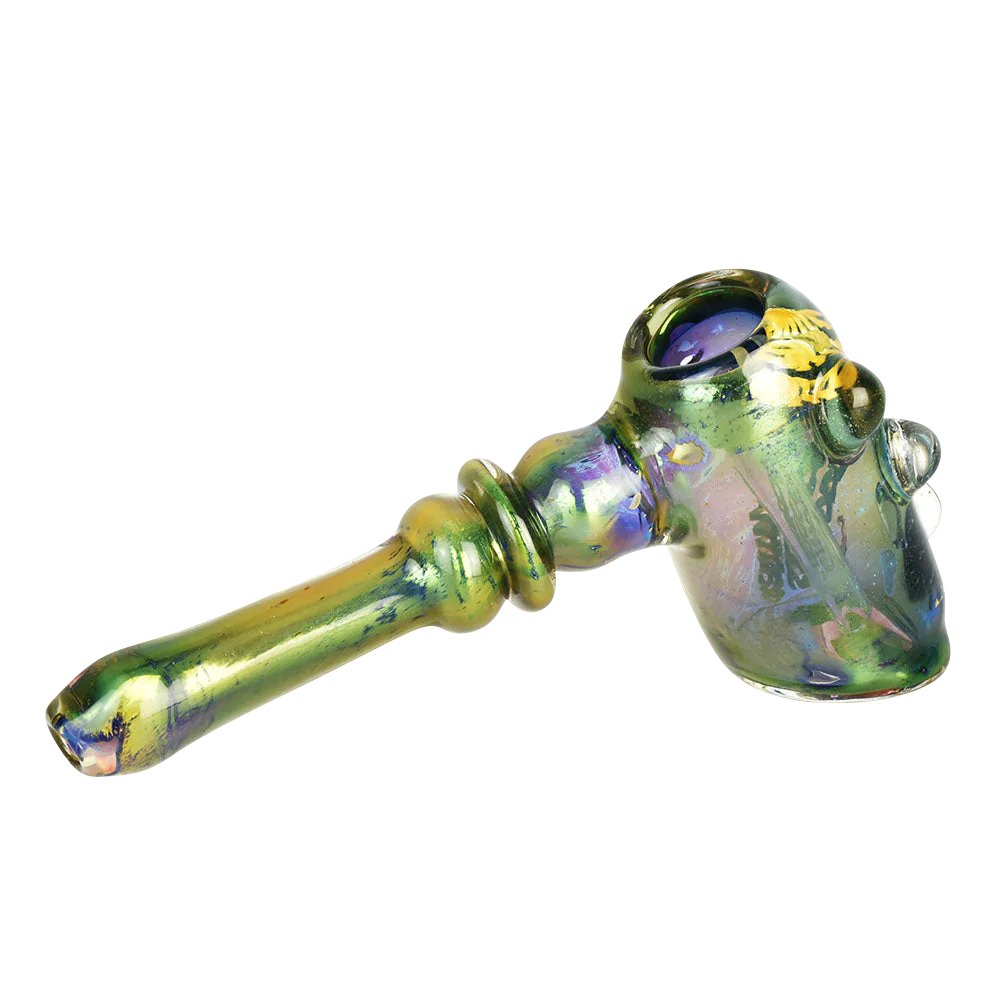 Chain Reaction Fumed Hammer Bubbler, 8" Borosilicate Glass, Side View