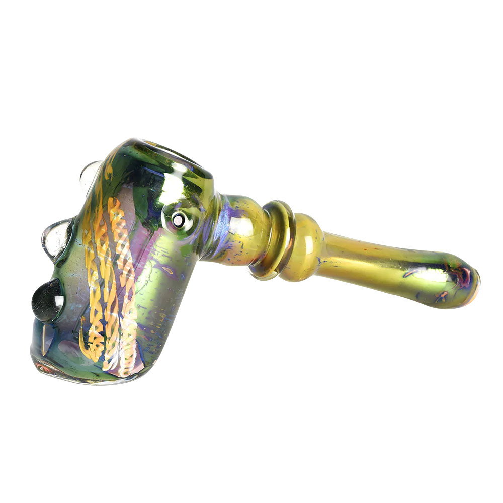 Chain Reaction Fumed Hammer Bubbler, 8" Borosilicate Glass, Compact Design, Side View