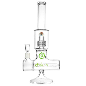 Chakra Higher Power Inline Wig Wag Water Pipe, 14" Borosilicate Glass, Front View