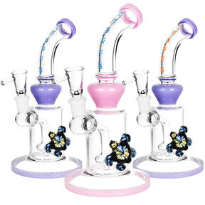 Chakra Turtle Water Pipe collection with colorful accents and turtle designs, front view