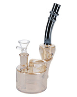 Champagne Gold Electronic Painting Bubbler, Quartz, 6" Compact Size, 90 Degree Joint, Side View