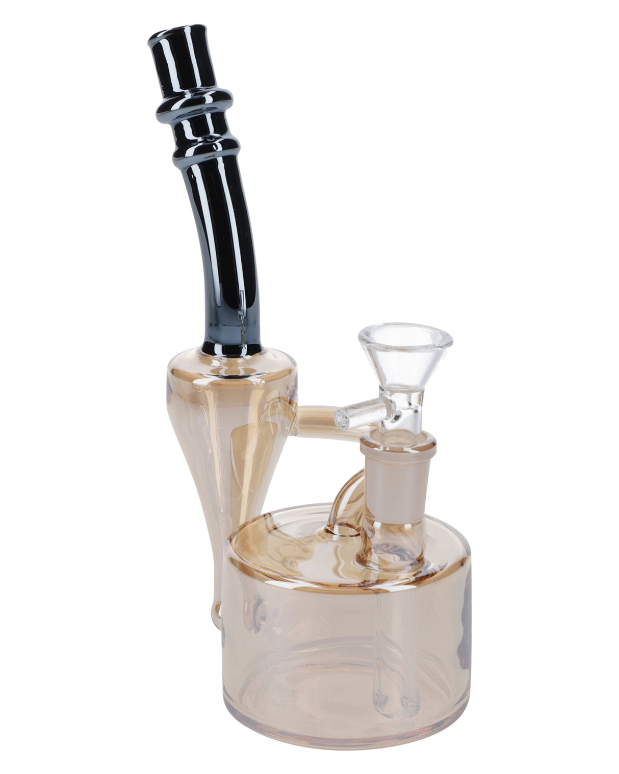 Champagne Gold Electronic Painting Bubbler, 6" compact size, 90-degree joint, side view on white background