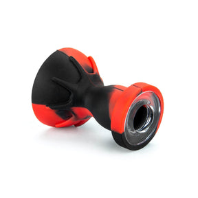 PILOT DIARY Silicone Carb Cap in Black/Red with Glass Bowl Screen - Angled View