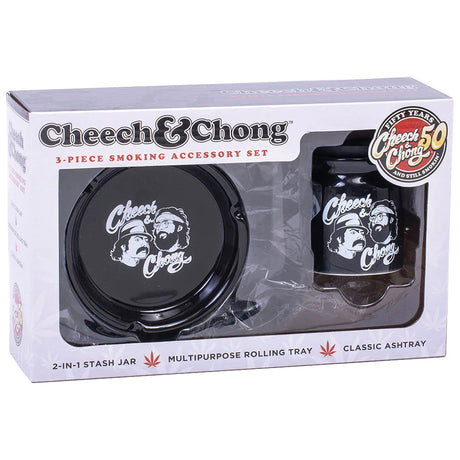 Cheech & Chong Smoke Lover's Gift Set, ceramic mug pipe and steel ashtray in box.