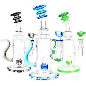 Chugger Water Pipe with Horn in various colors, 9.25" tall, 90 degree joint, front view