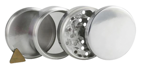 Classic 4-Piece Steel Grinder, 2" Diameter, Portable with Sharp Teeth, Exploded View