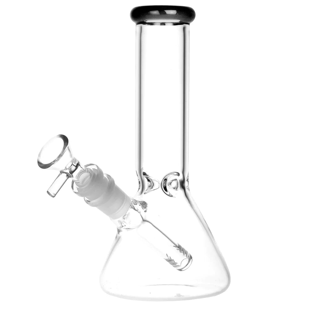 Classic 8" Glass Beaker Water Pipe, Borosilicate Glass, 45 Degree Joint - Front View