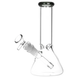 Classic 8" Glass Beaker Water Pipe with 45 Degree Joint Side View on White Background