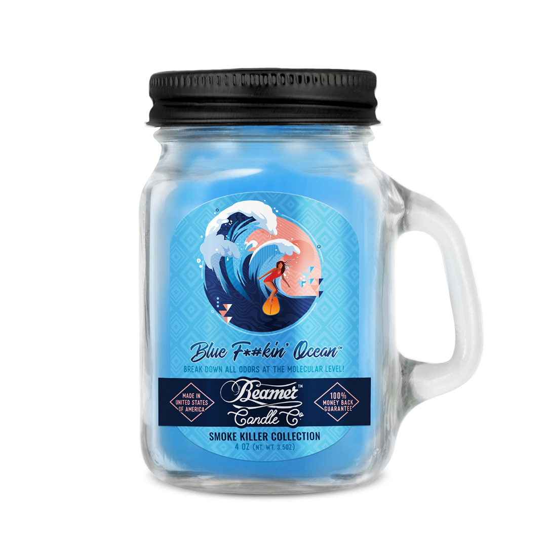 Beamer Candle Co. Mini 4oz Candle - Blue Fresh'n Ocean Scent - Front View