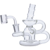 Clear Mini Recycler Water Pipe with Quartz Banger - 6in Side View