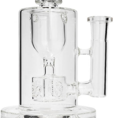 Cloud Cover Torus Recycler Bong, 9" Clear Borosilicate Glass, 90 Degree Joint, Side View