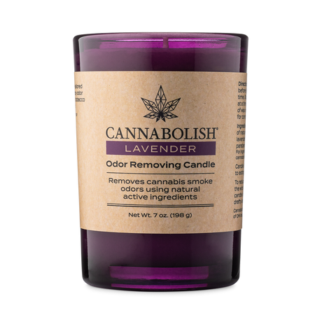 Cannabolish Lavender Natural Soy Candle, Odor-Eliminating, Eco-Friendly, Front View