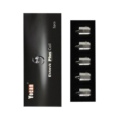 Yocan Evolve Plus / Regen Coils set of 5, front view on black packaging