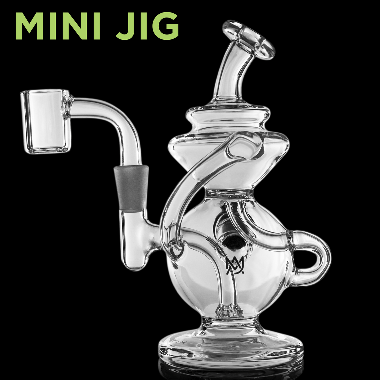 MJ Arsenal Mini Jig Dab Rig Front View with Intricate Design and Quartz Banger