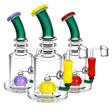 Assorted Color Bent Neck Dab Rigs, 8.25" Height, 14mm Female Joint, Borosilicate Glass, Front View