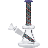 Colorful Spiral Mini Bong by Valiant Distribution, 6" Tall, Beaker Design, Portable, Front View