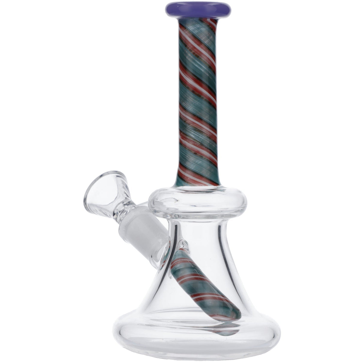 Colorful Spiral Mini Bong by Valiant Distribution, 6" Tall, Beaker Design, Front View